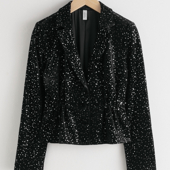& Other Stories Sequined Velvet Hourglass Blazer - Picture 4 of 13